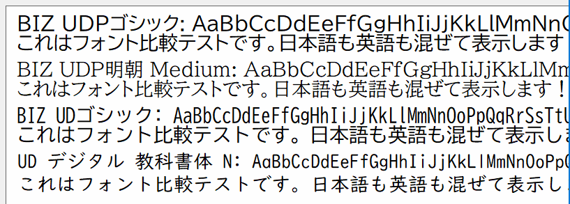 マルチフォントプレビュー のカスタマイズ機能のスクリーンショット