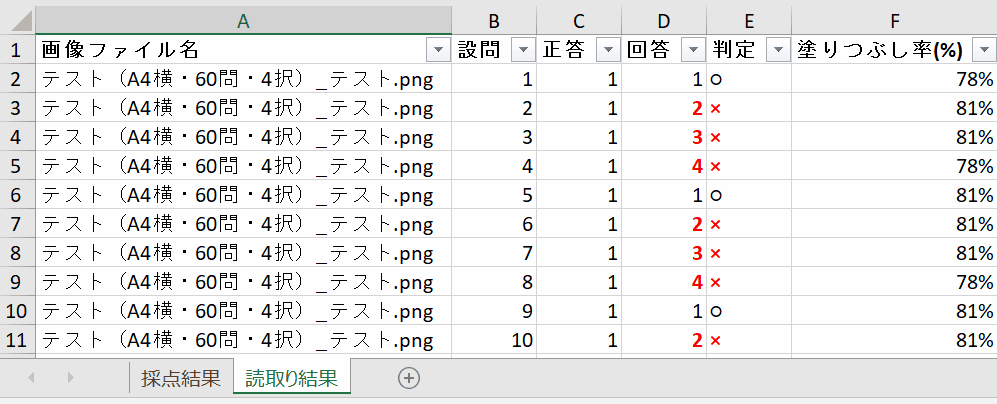 マークシートリーダー君のスクリーンショット