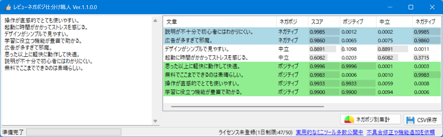 レビューネガポジ仕分け職人 のスクリーンショット